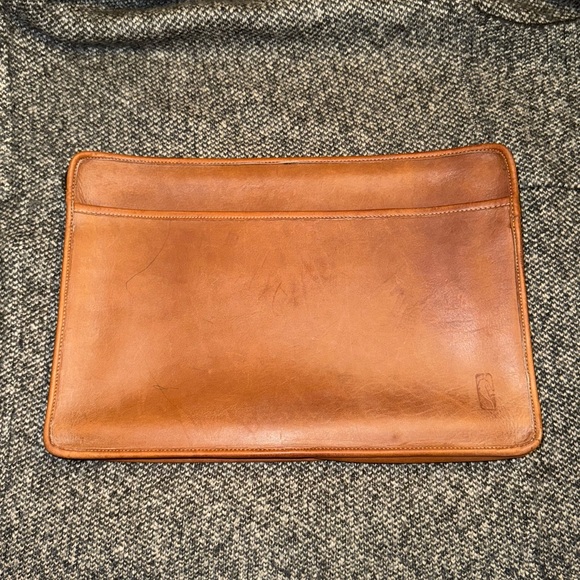 NBA Coach Tan Leather Laptop Bag